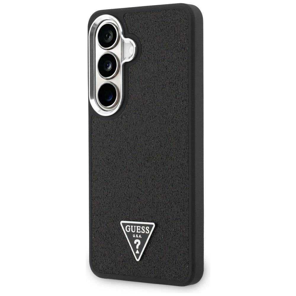 Guess Samsung Galaxy S26 - Σκληρή Θήκη με Επένδυση Οικολογικού Δέρματος - Fixed Glitter Triangle MagSafe - Black