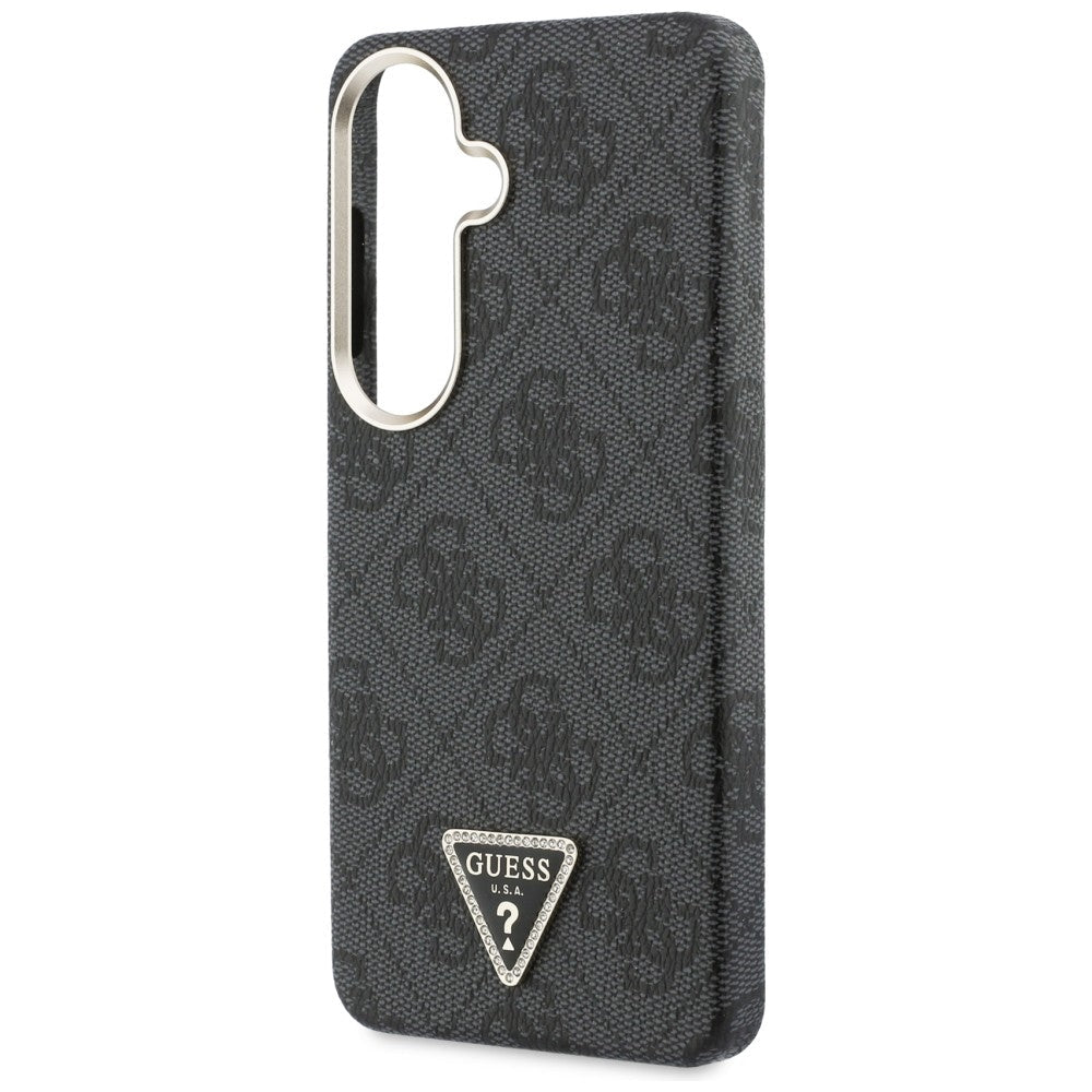 Guess Samsung Galaxy S26 - Σκληρή Θήκη με Πλαίσιο Σιλικόνης και Επένδυση Συνθετικού Δέρματος MagSafe - 4G Triangle Logo - Black