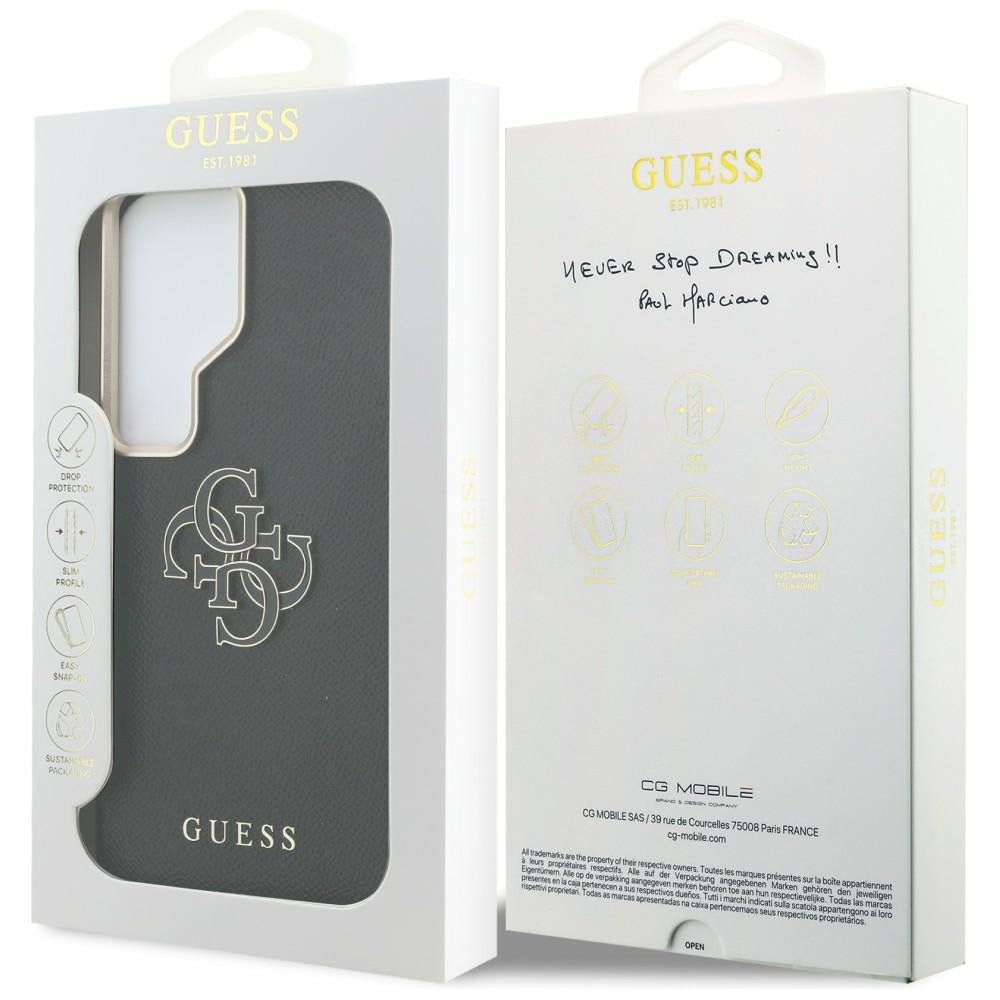 Guess Samsung Galaxy S26 Ultra - Σκληρή Θήκη με Επένδυση από Οικολογικό Δέρμα - Grained Big 4G Metal Logo - Black