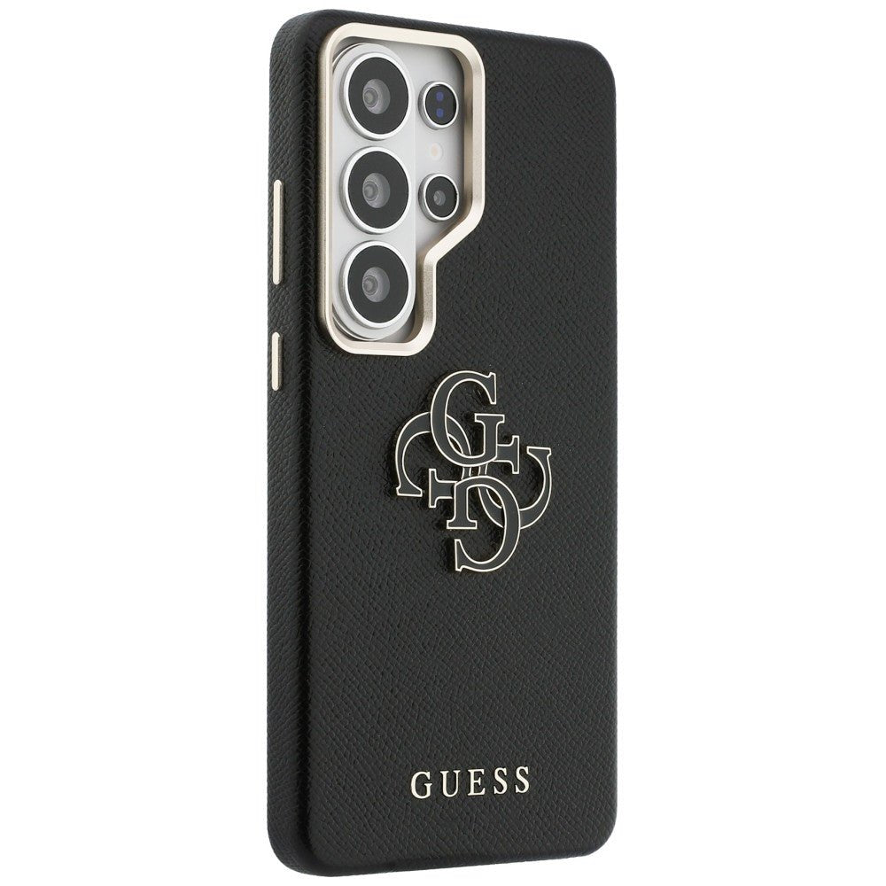 Guess Samsung Galaxy S26 Ultra - Σκληρή Θήκη με Επένδυση από Οικολογικό Δέρμα - Grained Big 4G Metal Logo - Black