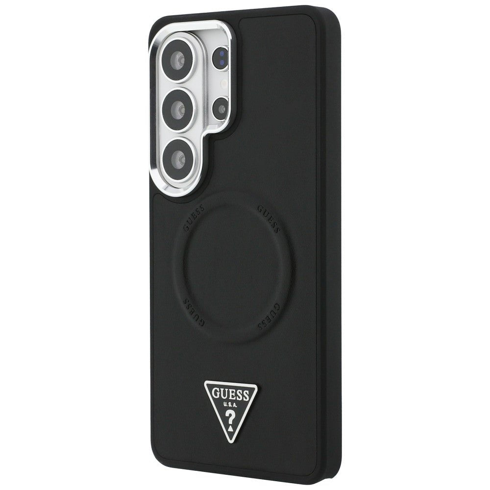Guess Samsung Galaxy S26 Ultra - Σκληρή Θήκη με Επένδυση Οικολογικού Δέρματος - Embossed Ring Triangle Logo MagSafe - Black