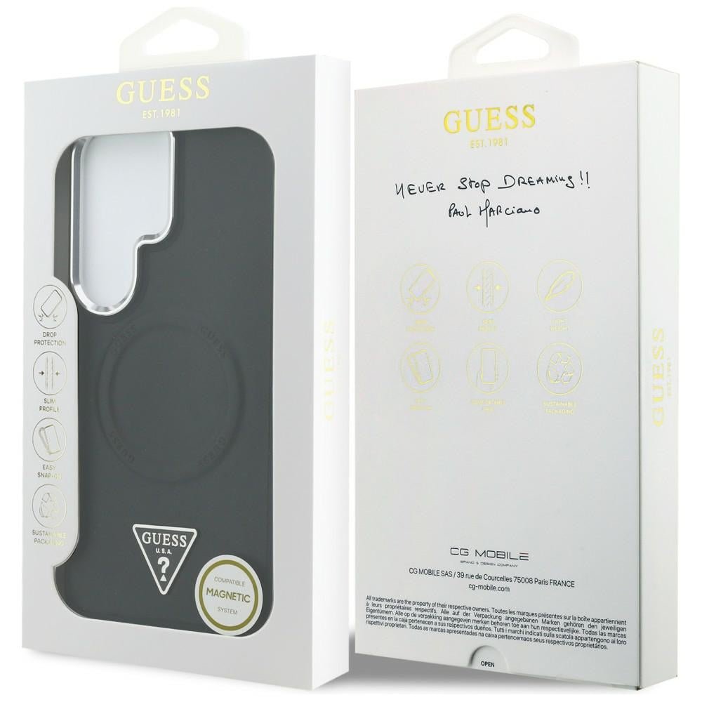 Guess Samsung Galaxy S26 Ultra - Σκληρή Θήκη με Επένδυση Οικολογικού Δέρματος - Embossed Ring Triangle Logo MagSafe - Black