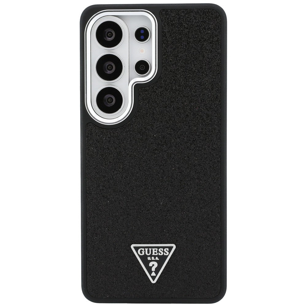 Guess Samsung Galaxy S26 Ultra - Σκληρή Θήκη με Επένδυση Οικολογικού Δέρματος - Fixed Glitter Triangle MagSafe - Black