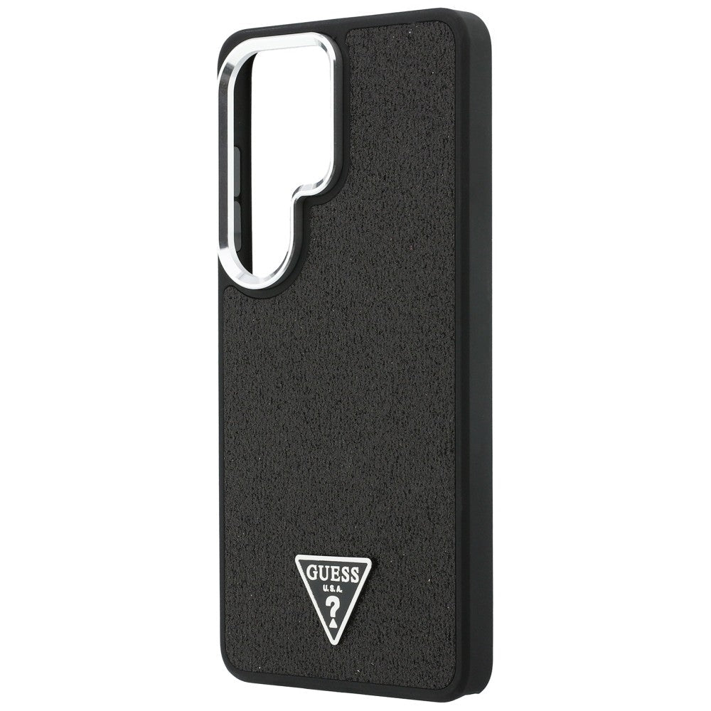 Guess Samsung Galaxy S26 Ultra - Σκληρή Θήκη με Επένδυση Οικολογικού Δέρματος - Fixed Glitter Triangle MagSafe - Black