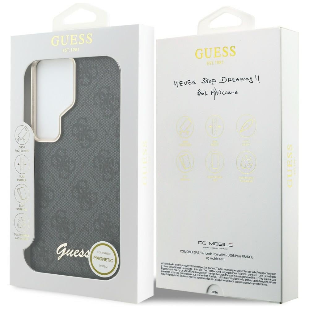 Guess Samsung Galaxy S26 Ultra - Σκληρή Θήκη με Επένδυση Συνθετικού Δέρματος - 4G Script MagSafe - Black