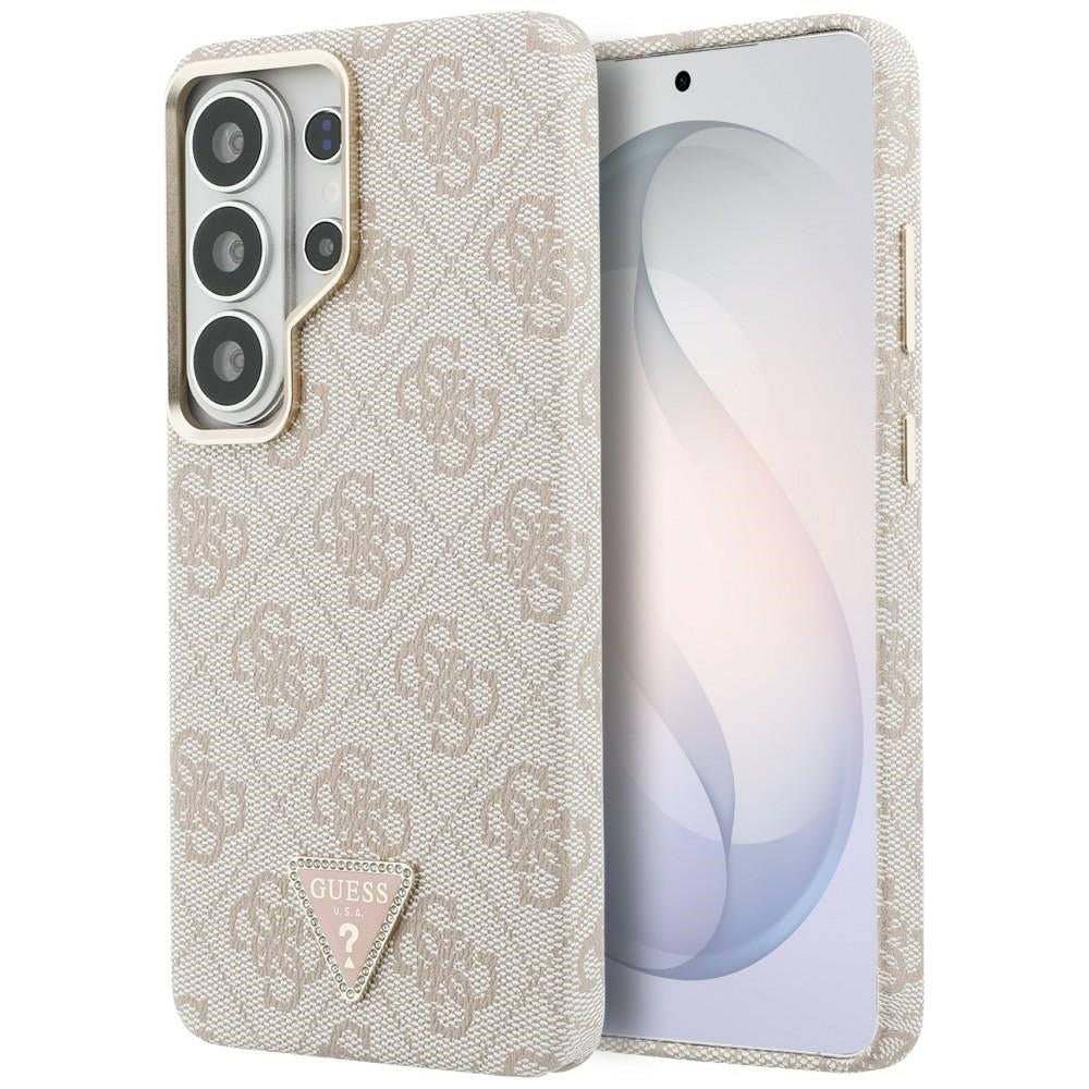 Guess Samsung Galaxy S26 Ultra - Σκληρή Θήκη με Επένδυση Συνθετικού Δέρματος - 4G Triangle Logo MagSafe - Pink