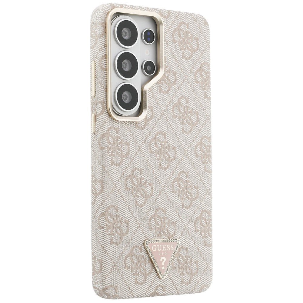 Guess Samsung Galaxy S26 Ultra - Σκληρή Θήκη με Επένδυση Συνθετικού Δέρματος - 4G Triangle Logo MagSafe - Pink