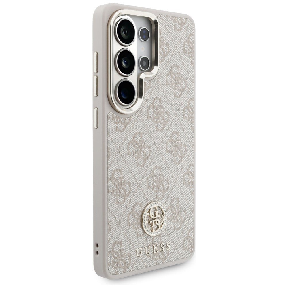 Guess Samsung Galaxy S26 Ultra - Θήκη με Επένδυση Συνθετικού Δέρματος και Λουράκι - 4G Big Rhinestone Triangle Strap MagSafe - Pink