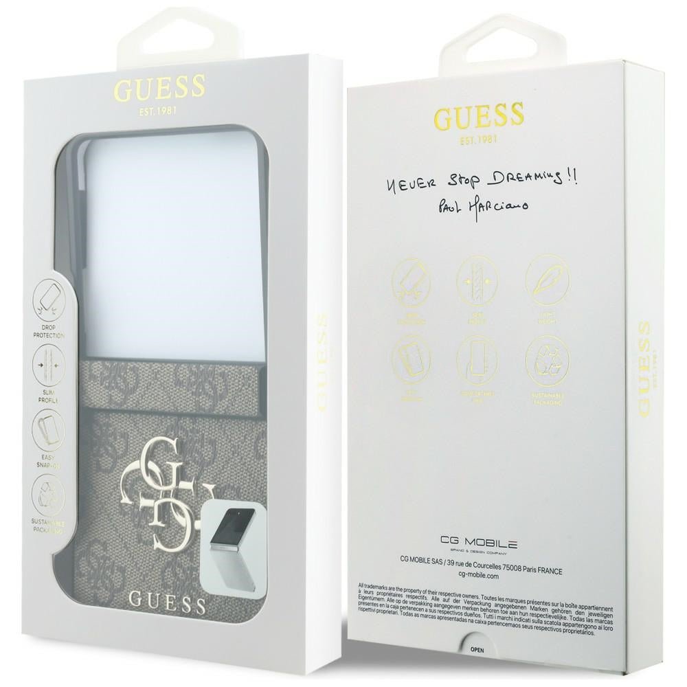 Guess Samsung Galaxy Z Flip8 - Σκληρή Θήκη με Επένδυση από Οικολογικό Δέρμα - Big 4G Logo - Brown