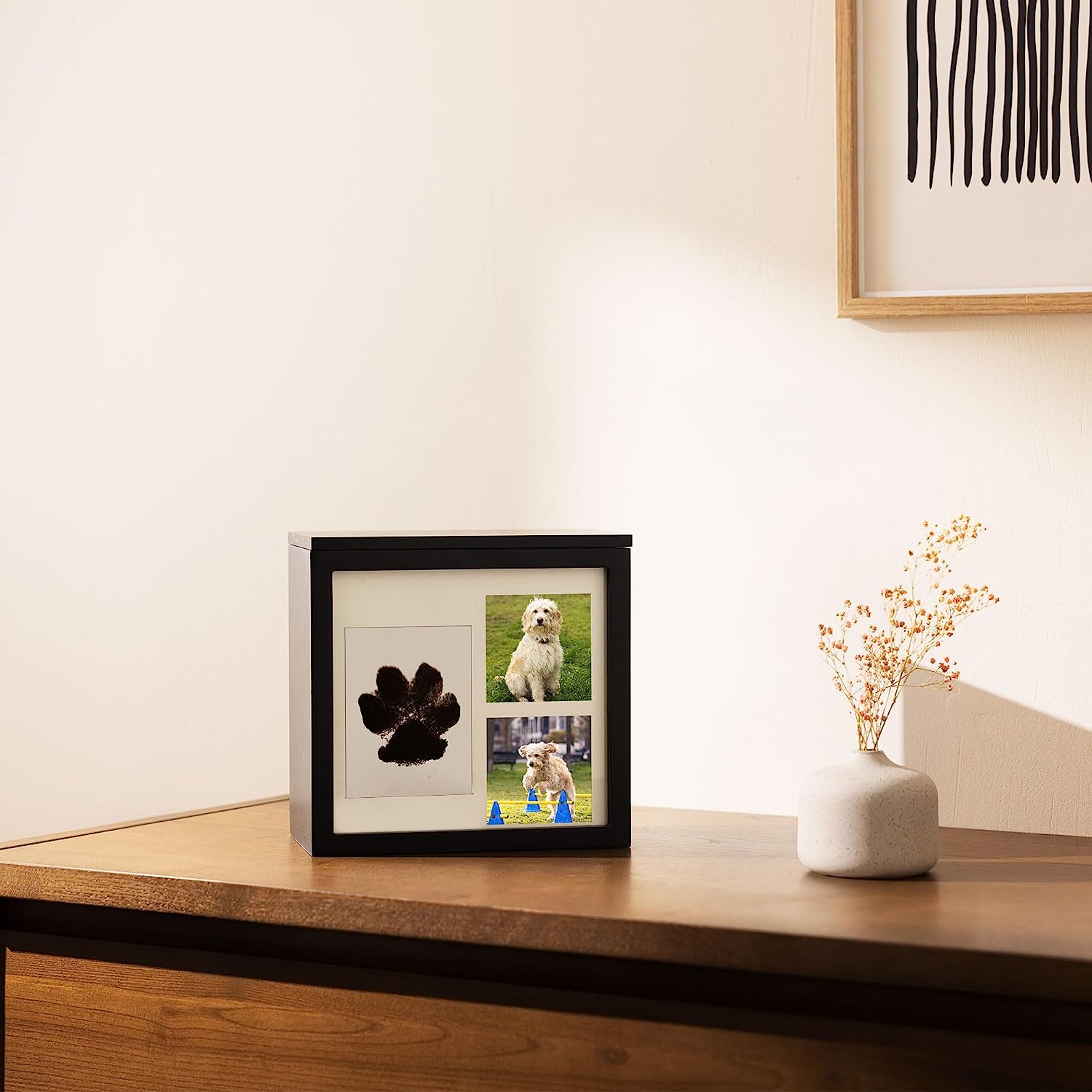 Navaris Κορνίζα για Αποτύπωμα Κατοικίδιου με Χώρο για 2 Φωτογραφίες - 22 x 22,6 x 12 cm - Black - 60544.01