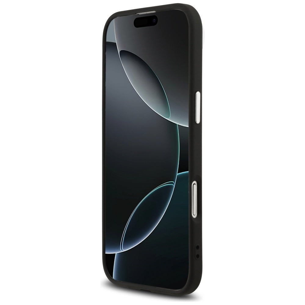 Guess iPhone Air - 4G Triangle Logo MagSafe - Σκληρή Θήκη με Πλαίσιο Σιλικόνης και Επένδυση Συνθετικού Δέρματος - Black / Silver - GUHMP17MP4TSRCMK