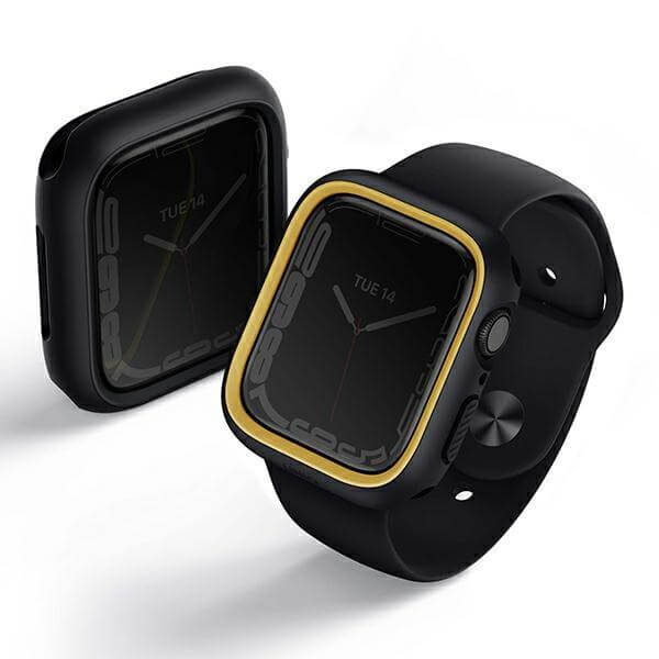 Uniq Θήκη Apple Watch 4 / 5 / 6 / 7 / 8 / 9 / SE / SE 2 - 44 / 45 mm Moduo με 2 Εναλλάξιμα Πλαίσια - Black / Mustard