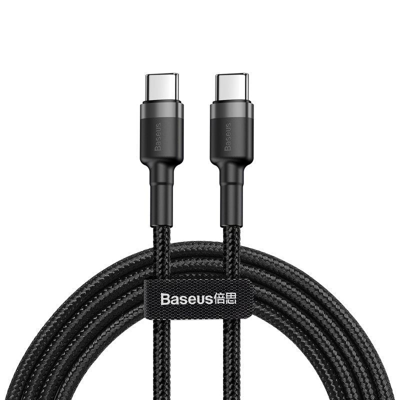 Baseus Cafule Cable Type - C 3A PD 2.0 Flash Charging - Καλώδιο Γρήγορης Φόρτισης Type - C to Type - C 1M - Black / Grey - CATKLF - GG1