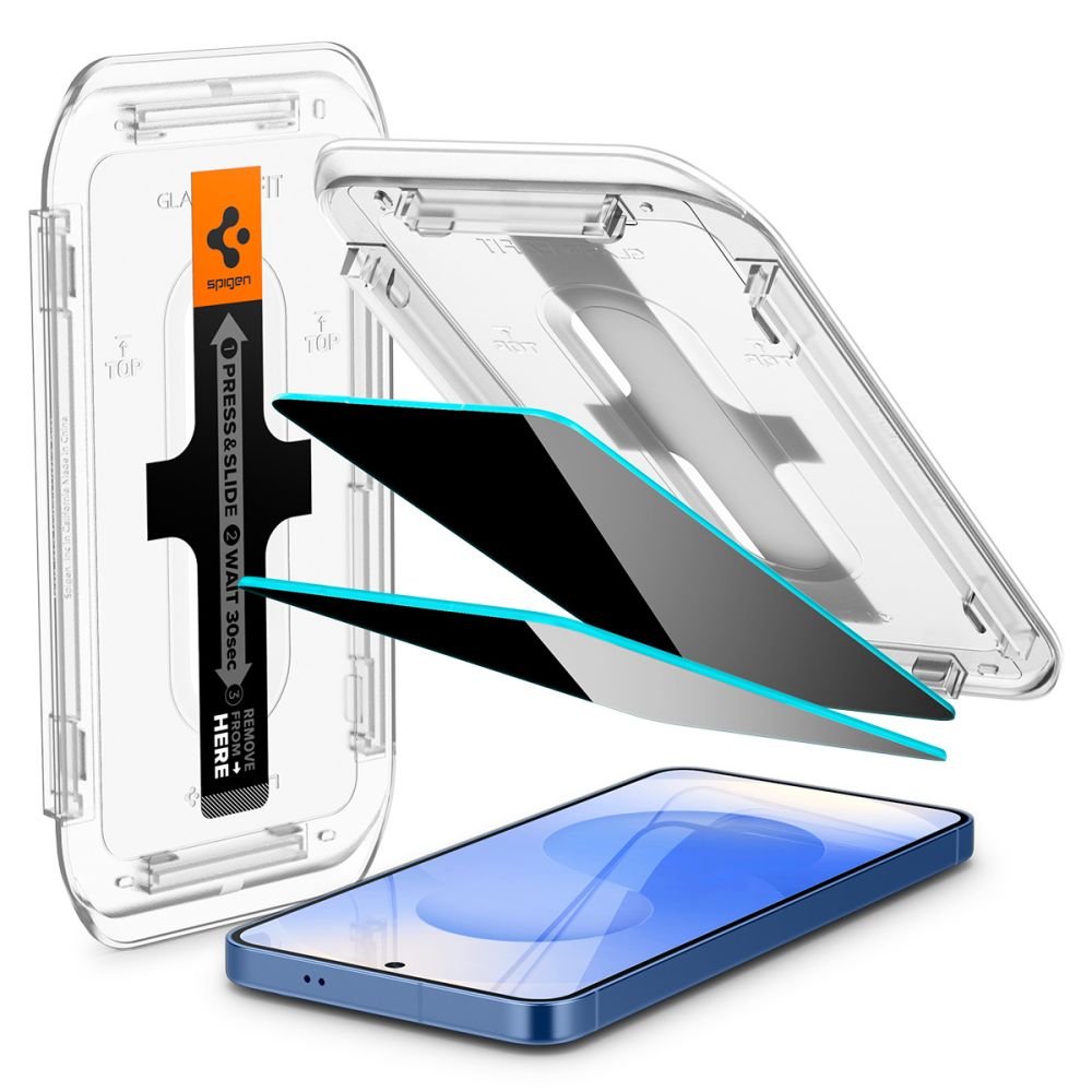 Spigen Samsung Galaxy S24 / S25 Glas.TR Privacy EZ Fit 2.5D 9H Αντιχαρακτικό Γυαλί Οθόνης - 2 Τεμάχια - Clear / Black - AGL09308
