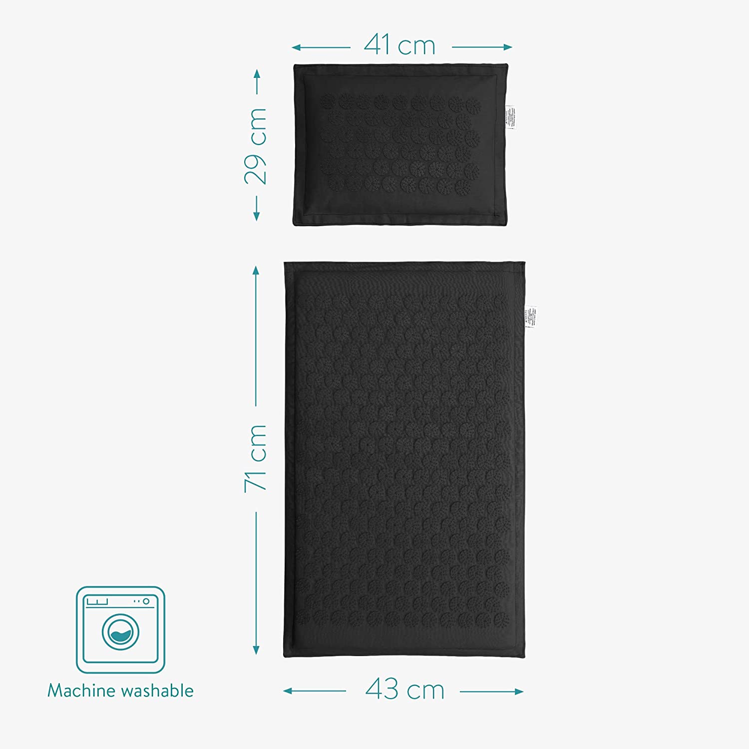 Navaris Eco - Friendly Σετ με Χαλάκι και Μαξιλάρι Μασάζ - Black - 51747.01.01