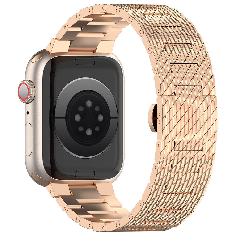 Techsuit Λουράκι Apple Watch 2/3/4/5/6/7/8/9/10/11 - SE (1/2/3) - 38/40/41/42mm Watchband από Ανοξείδωτο Ατσάλι W052 - Rose Gold