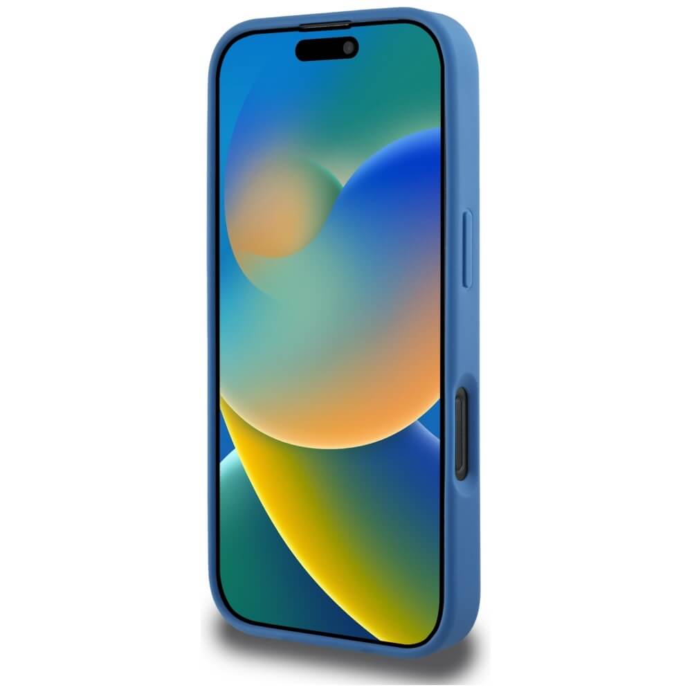 Guess iPhone 16 Pro - 4G Circle Classic Logo - MagSafe Θήκη με Επένδυση Συνθετικού Δέρματος - Blue - GUHMP16LP4PGRSGB