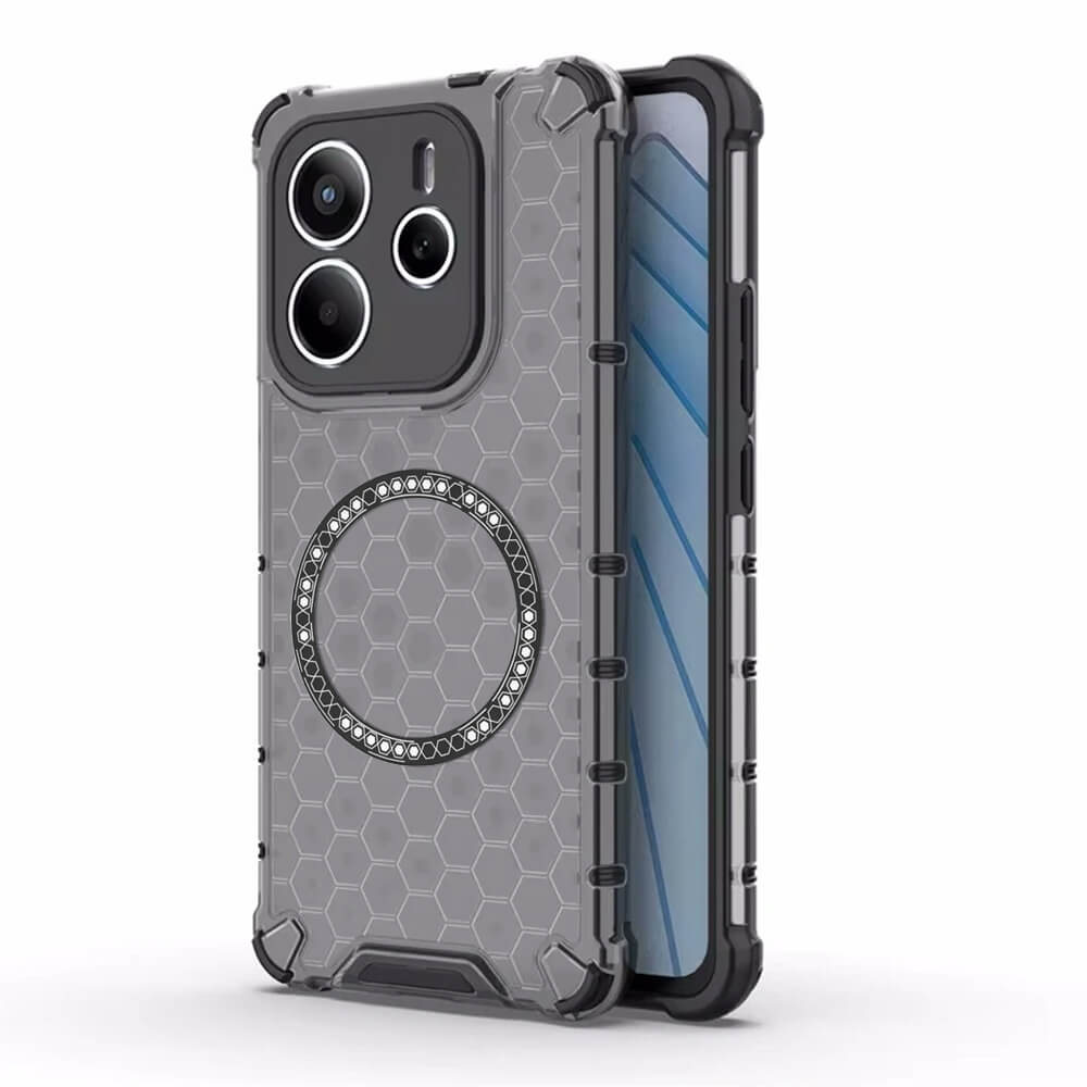 Techsuit Xiaomi Redmi Note 14 5G Honeycomb Shield MagSafe Σκληρή Θήκη με Πλαίσιο Σιλικόνης - Black
