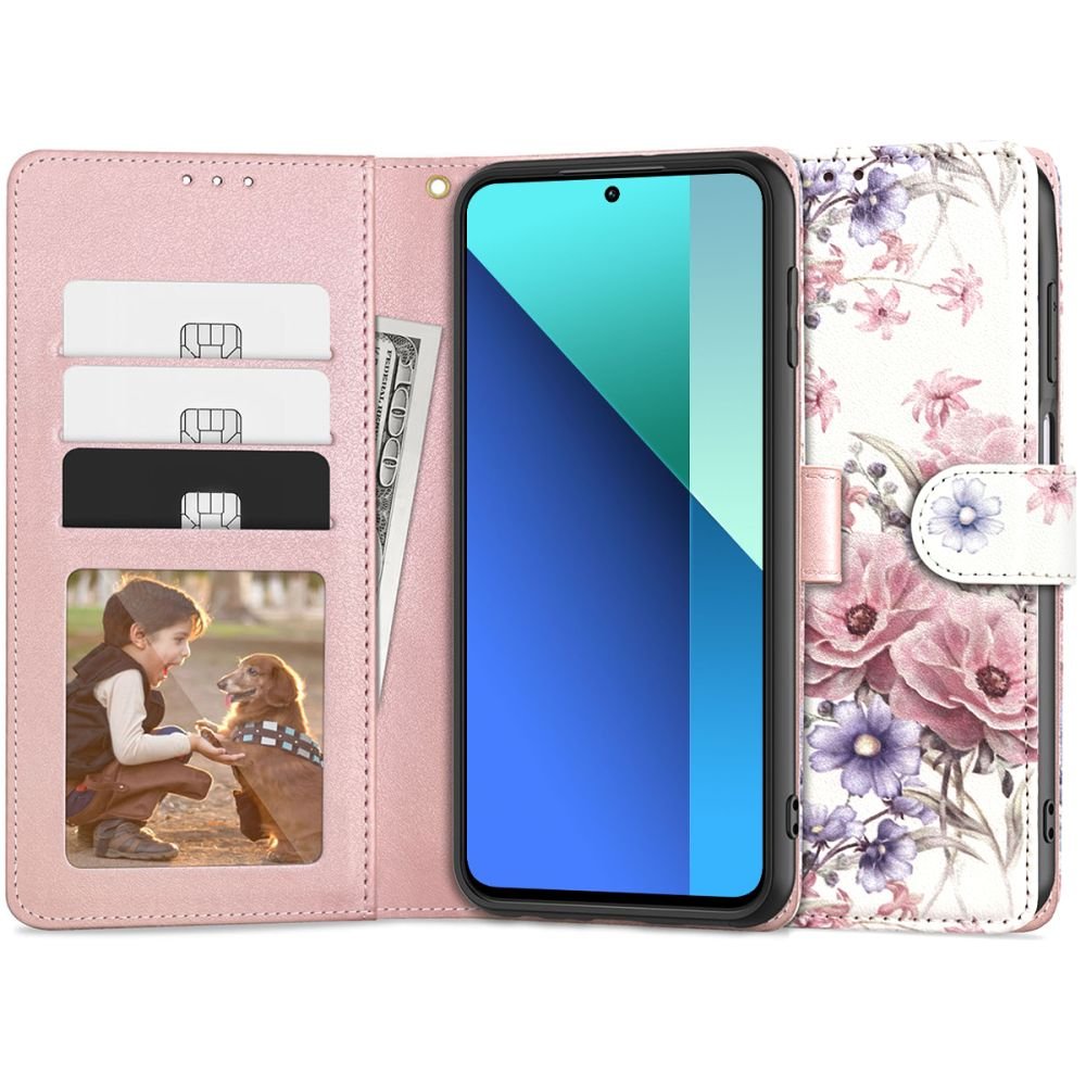 Tech - Protect Xiaomi Redmi Note 13 4G Θήκη Πορτοφόλι Stand από Δερματίνη - Blossom Flower
