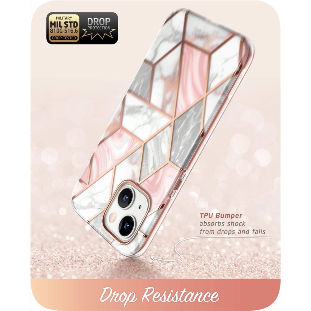 i - Blason iPhone 14 Plus Cosmo Σκληρή Θήκη με Πλαίσιο Σιλικόνης και Προστασία Οθόνης - Marble