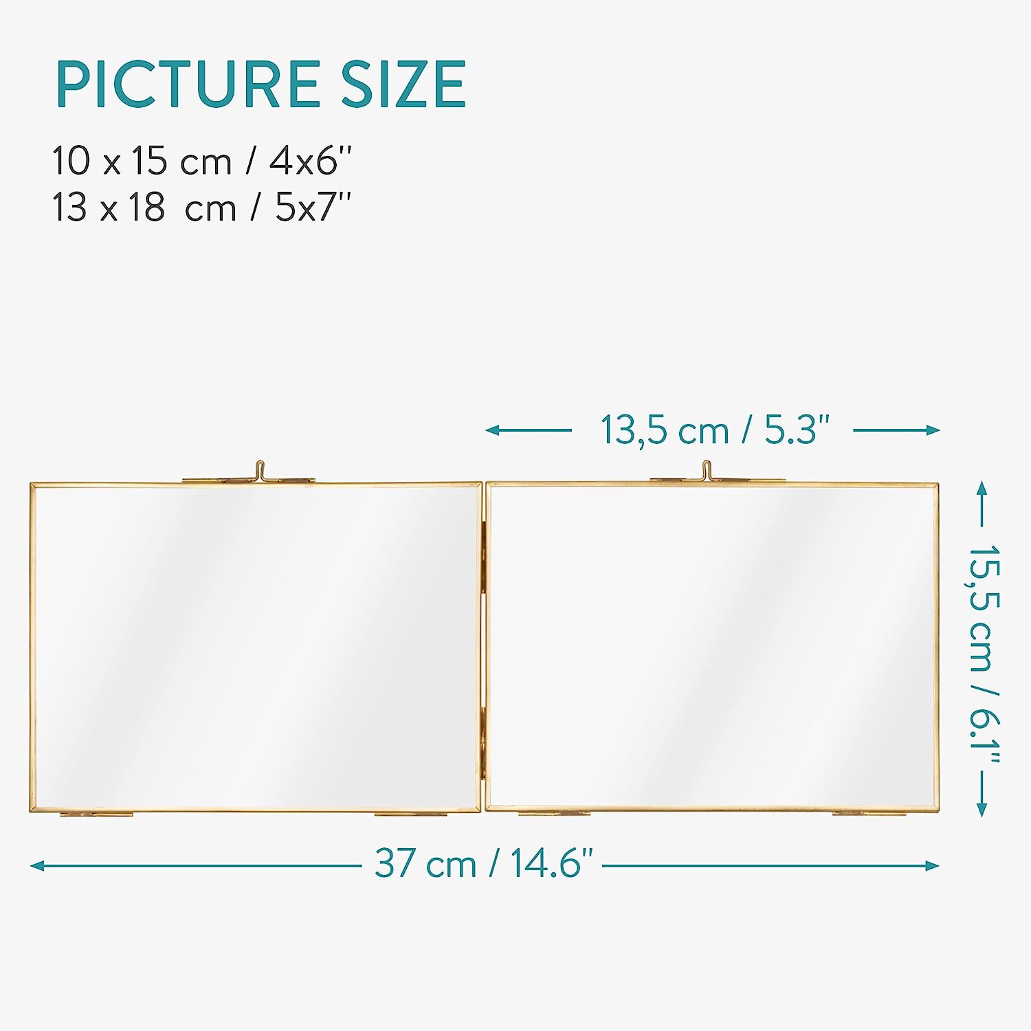 Navaris Αναδιπλούμενη Κορνίζα Διπλής Όψης για Φωτογραφίες - Gold - 54486.4