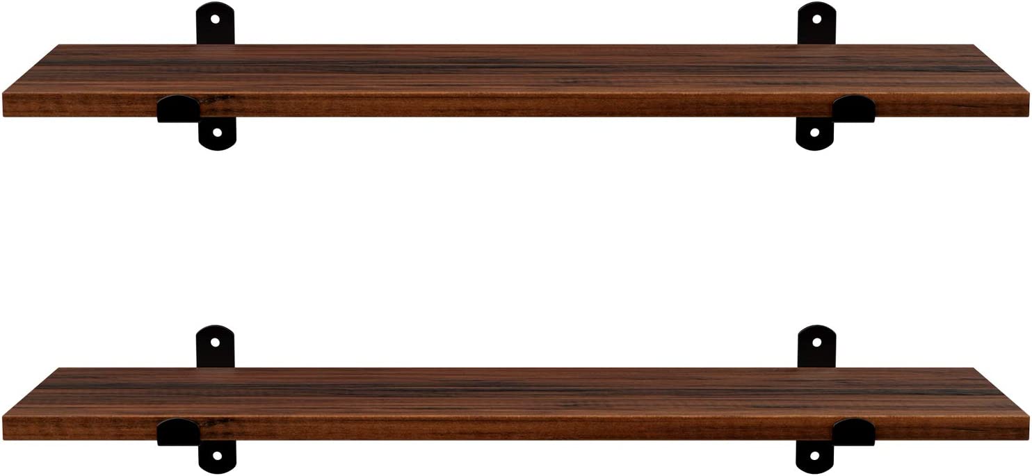 Songmics Σετ 2 Διακοσμητικά Ράφια - Brown / Black - LWS04NB