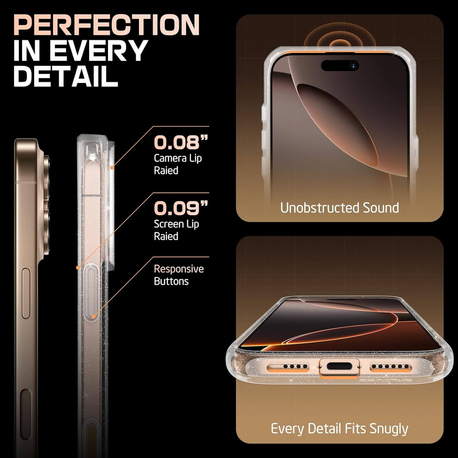 Supcase iPhone 16 Pro Max - Unicorn Beetle Slim Clear MagSafe Σκληρή Θήκη - Glitter Pink