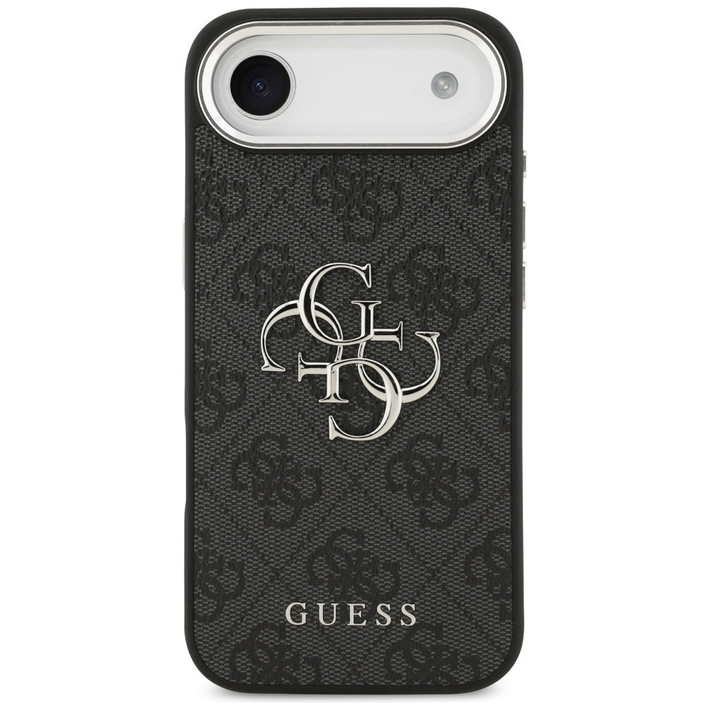 Guess iPhone Air - 4G Big 4G Classic Logo - Σκληρή Θήκη με Πλαίσιο Σιλικόνης και Επένδυση από Οικολογικό Δέρμα - Black / Silver - GUHCP17MP4G4SMCK