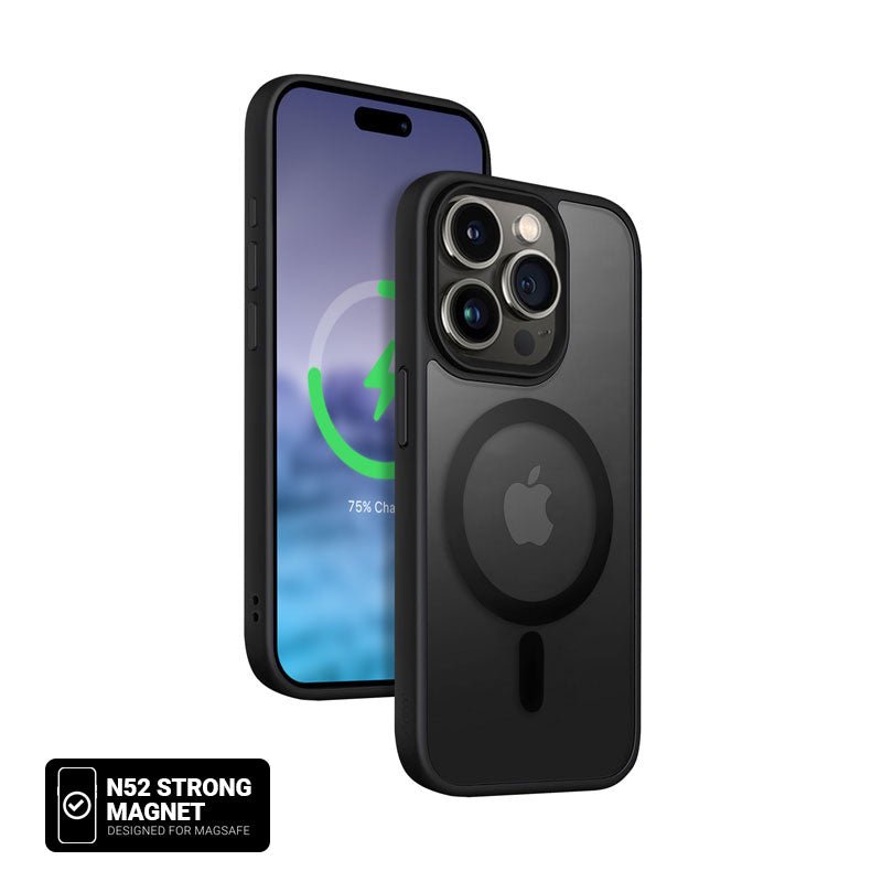 Crong iPhone 15 Pro Hybrid Frost Mag - Σκληρή Θήκη με Πλαίσιο Σιλικόνης και MagSafe - Black