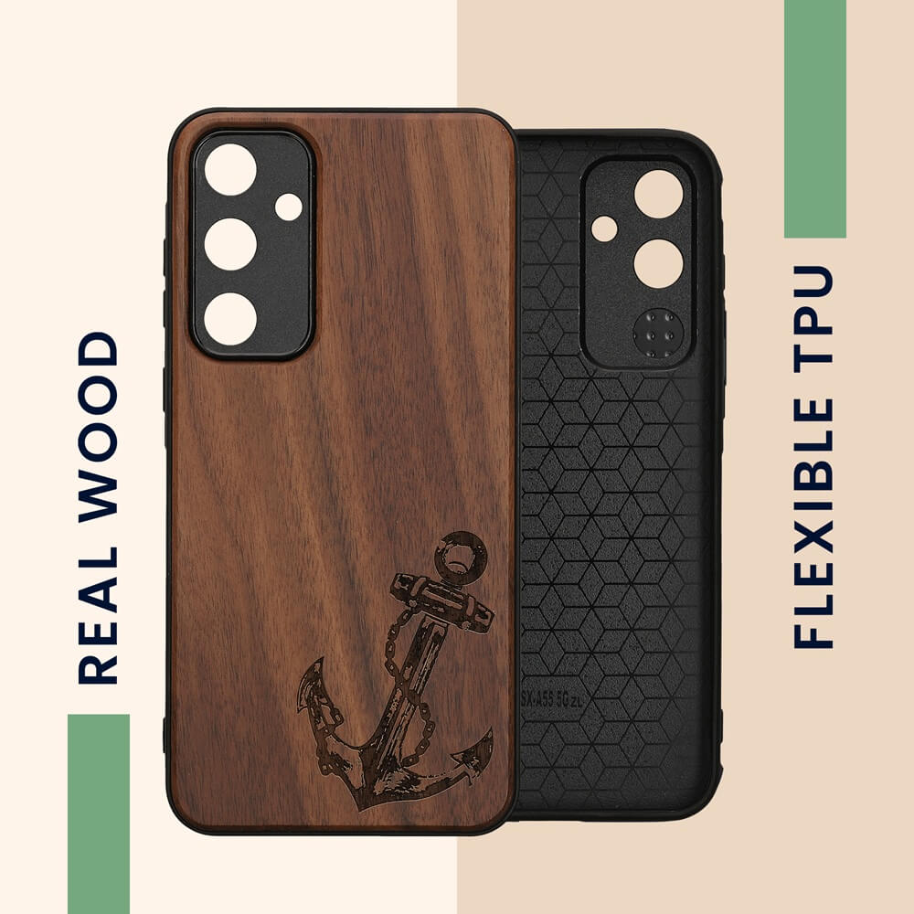 KW Samsung Galaxy A55 5G Θήκη από Φυσικό Ξύλο - Design Anchor Vintage - Dark Brown