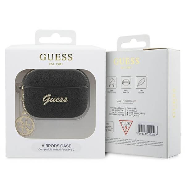 Guess AirPods Pro 2 PU Θήκη - Glitter Flake 4G Charm - Black