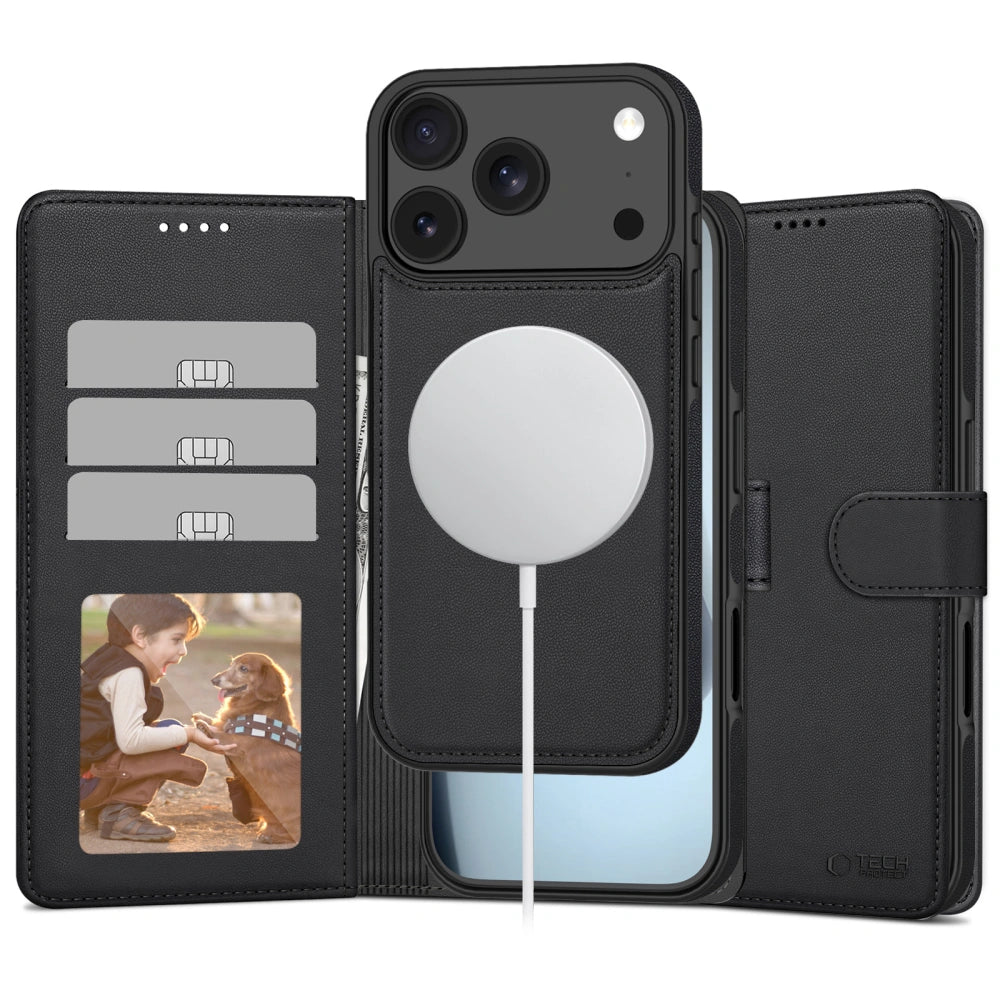 Tech - Protect iPhone 17 Pro Max Θήκη Πορτοφόλι Stand από Δερματίνη με Αποσπώμενη θήκη MagSafe - Matte Black