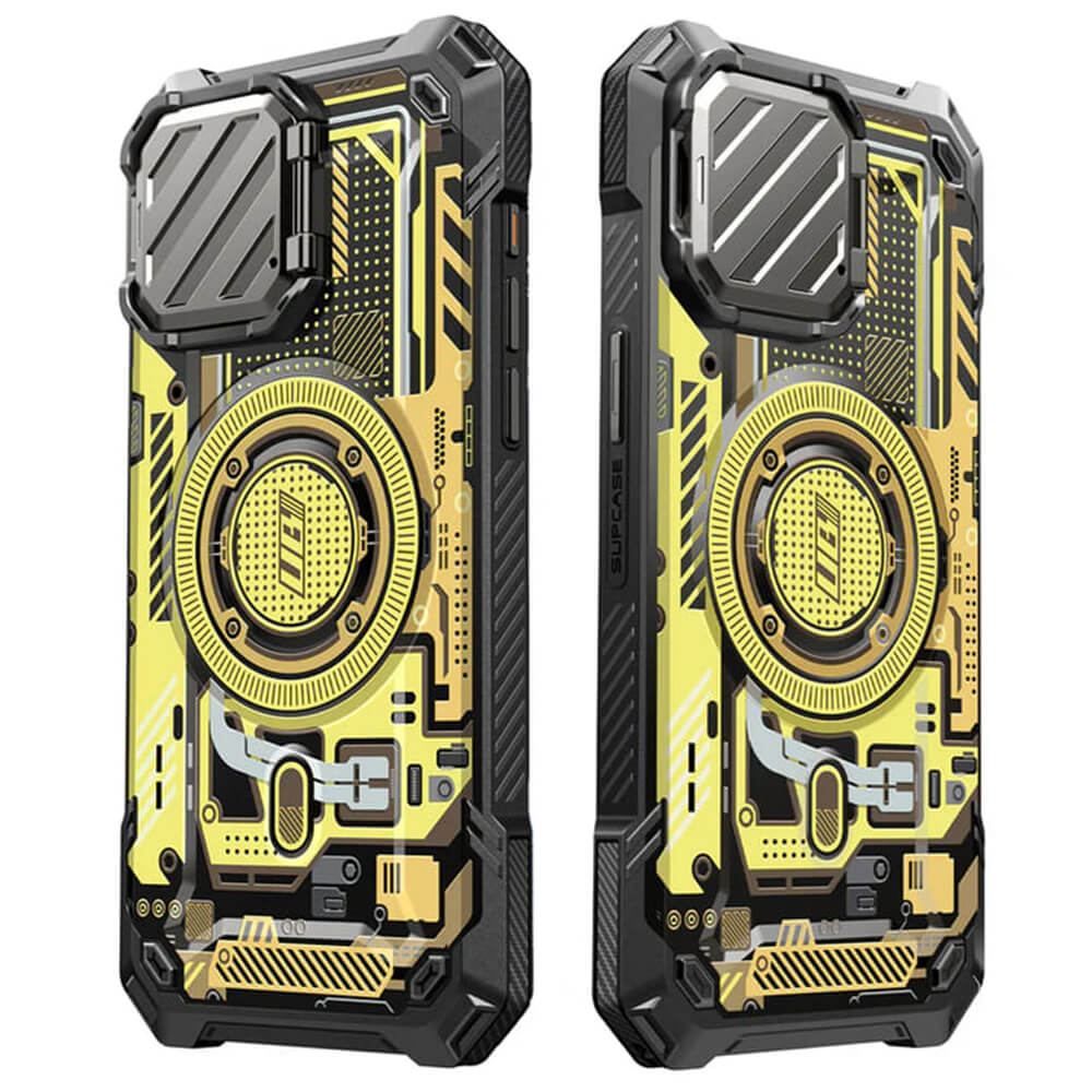 Supcase iPhone 15 Pro Max - Unicorn Beetle XT MagSafe - Σκληρή Θήκη με Προστασία Κάμερας / Stand - Yellow Circuit