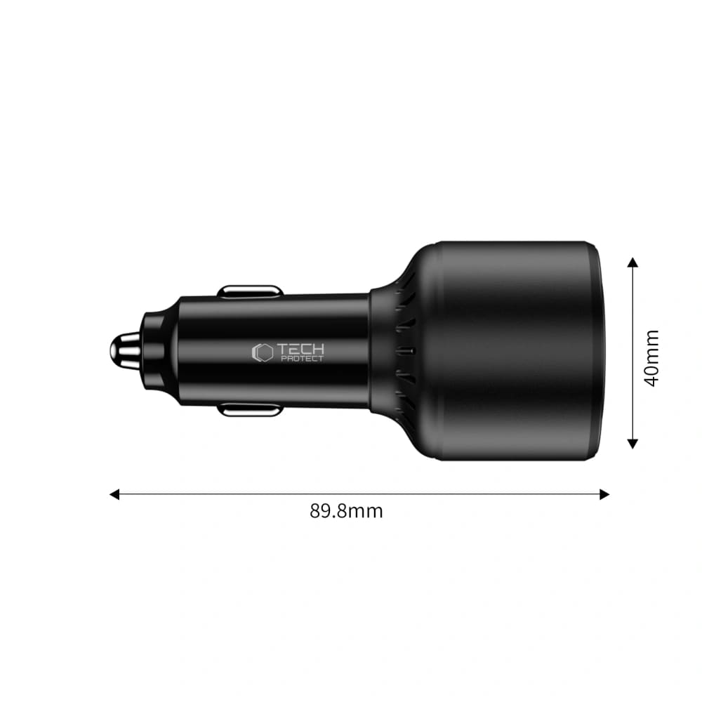 Tech - Protect CC04 PD175W Φορτιστής Αυτοκινήτου Γρήγορης Φόρτισης με 2 Θύρες Type - C και 1 Θύρα USB - Black