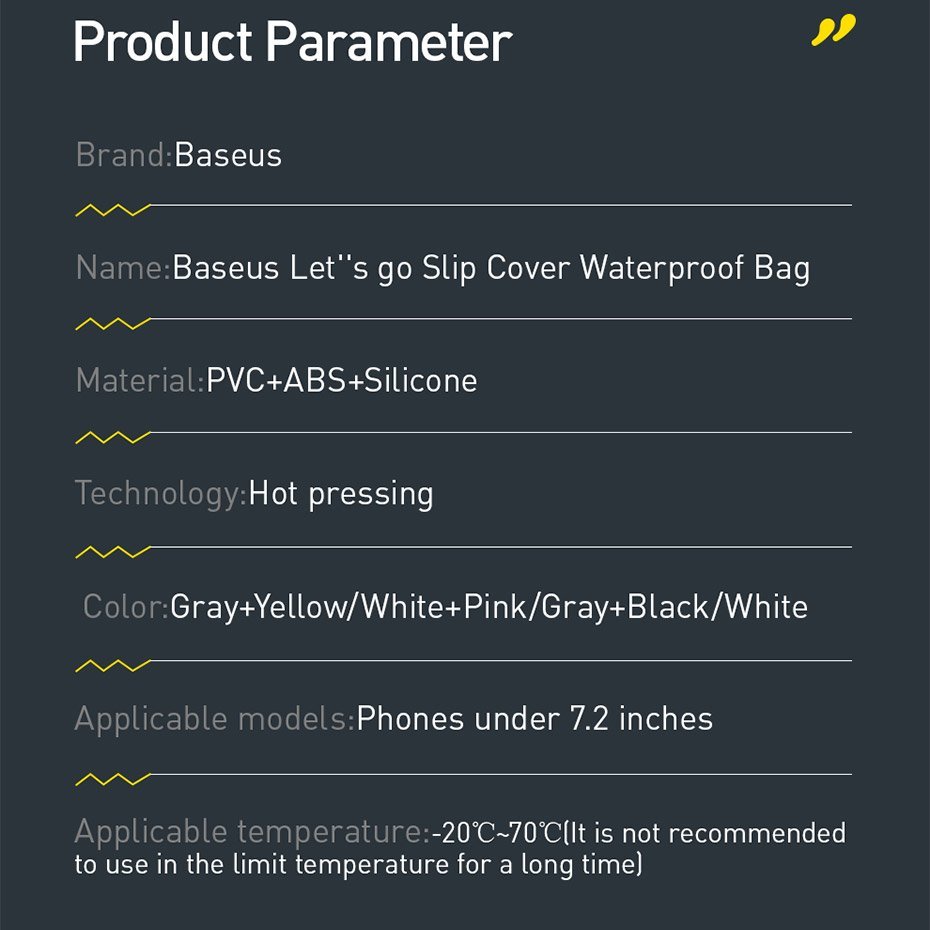 Baseus Let's Go Slip Cover Universal Αδιάβροχη Θήκη για Smartphones 7.2'' - Pink - ACFSD - D24