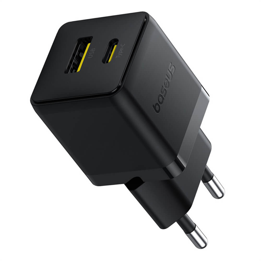 Baseus Palm Οικιακός Φορτιστής Γρήγορης Φόρτισης 30W με 1 Θύρα Type - C και 1 Θύρα USB - Cluster Black