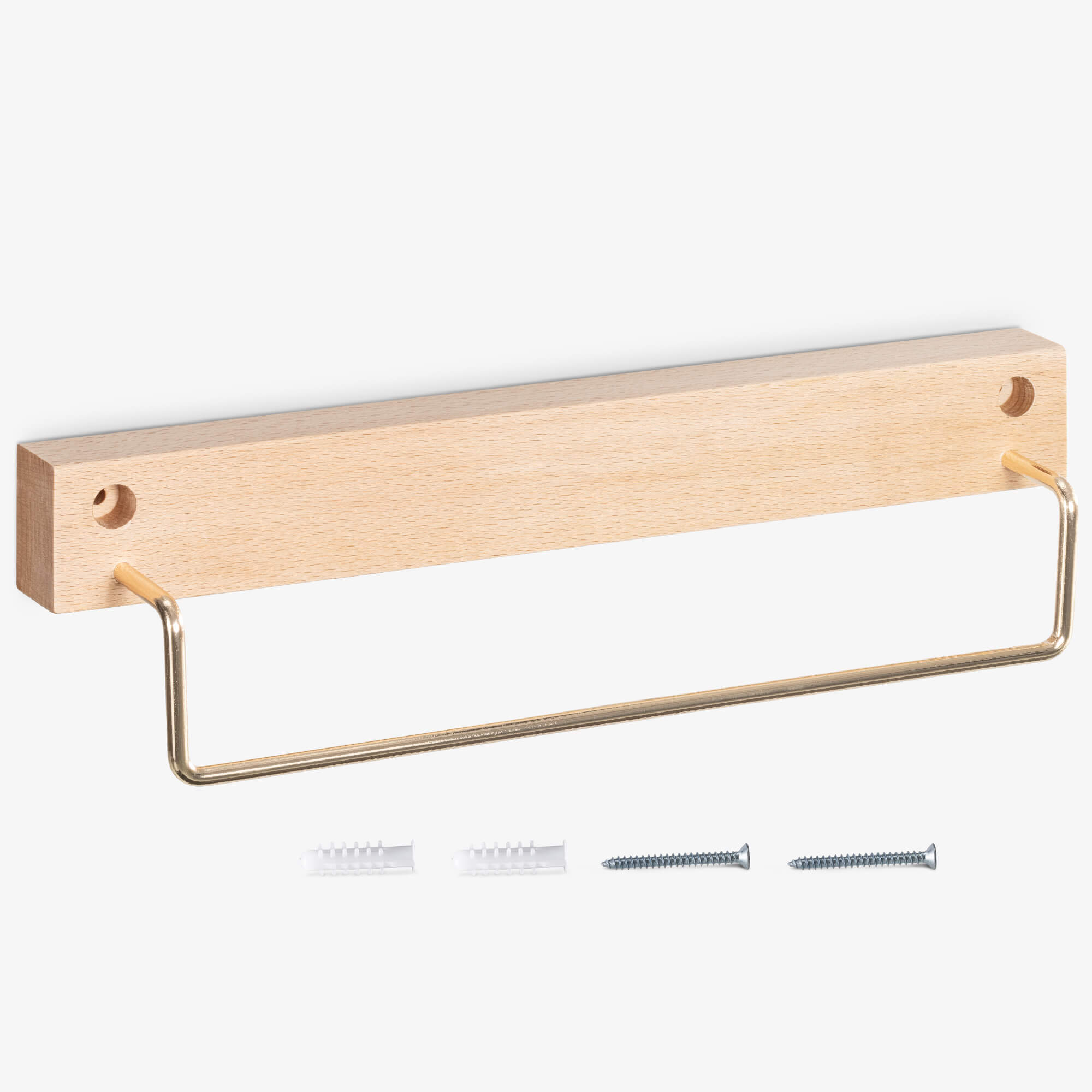 Navaris Επιτοίχια Ξύλινη Βάση Στήριξης για Πετσέτα - 30 x 5,5 x 8 cm - Light Brown / Copper - 54912.21