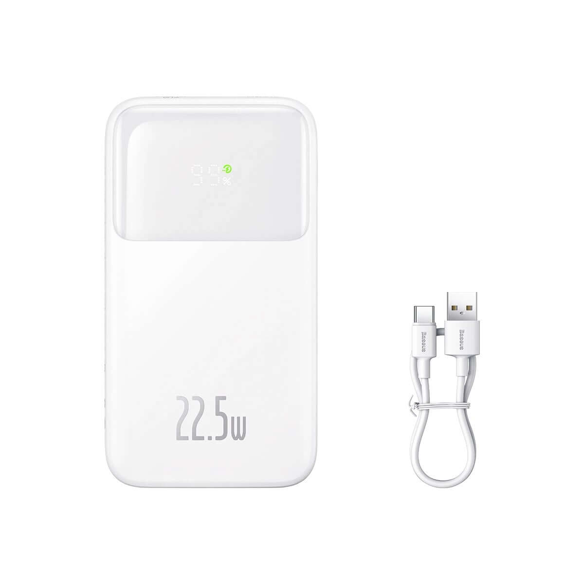 Baseus Comet Series Power Bank 10000mAh 22.5W με Ενσωματωμένα Καλώδια Type - C και Lightning - White - PPMD020002