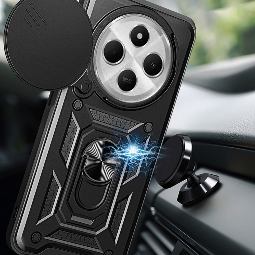 Tech - Protect Xiaomi Redmi 14C / Poco C75 Camshield Pro Σκληρή Θήκη με Πλαίσιο Σιλικόνης και Δαχτυλίδι Συγκράτησης - Black