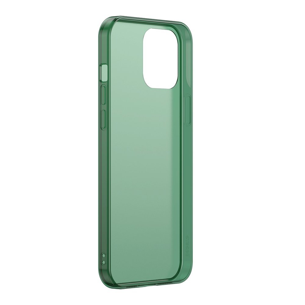 Baseus iPhone 12 / iPhone 12 Pro Frosted Glass Θήκη με Πλαίσιο Σιλικόνης και Όψη Γυαλιού Tempered Glass - Dark Green - WIAPIPH61P - WS06