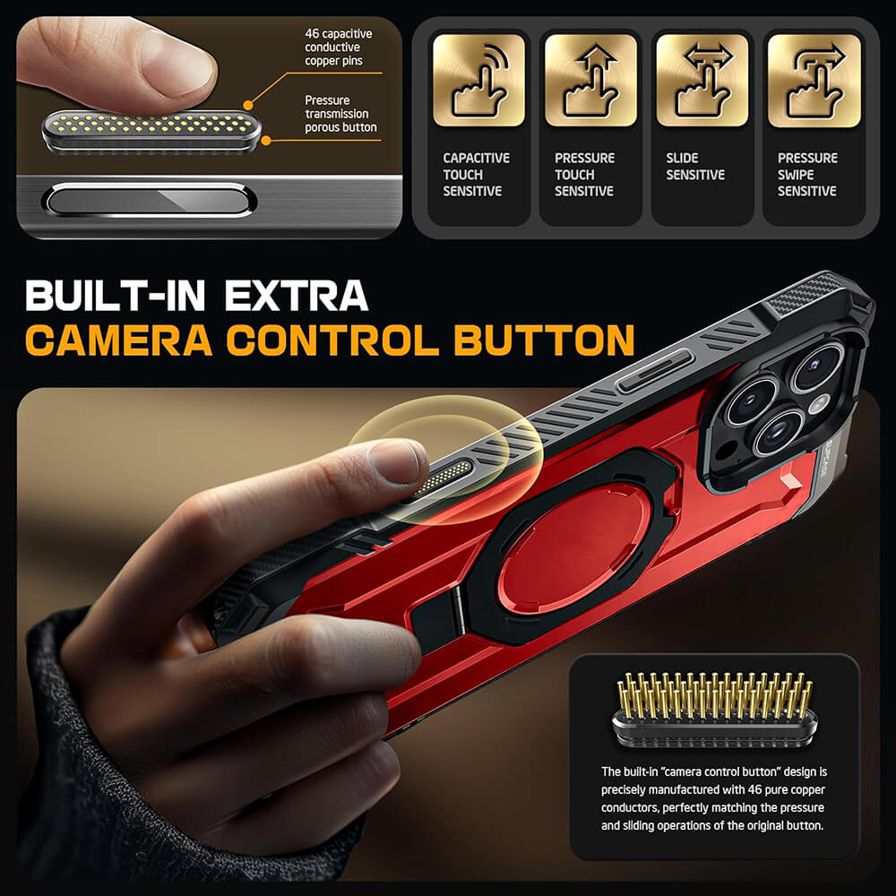 Supcase iPhone 16 Pro Unicorn Beetle Defender Σκληρή Θήκη με MagSafe και Stand - Metallic Red