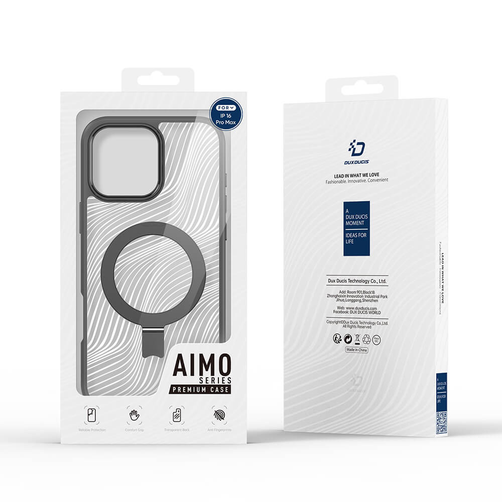 Dux Ducis iPhone 16 Pro Max Aimo MagSafe Magnetic Stand Σκληρή Θήκη με Πλαίσιο Σιλικόνης και MagSafe - Black
