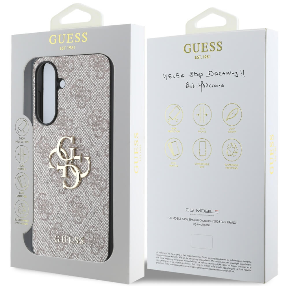 Guess Samsung Galaxy A36 5G - Big 4G Logo Classic Logo - Σκληρή Θήκη με Επένδυση από Οικολογικό Δέρμα - Pink - GUHCSA364GMGPI