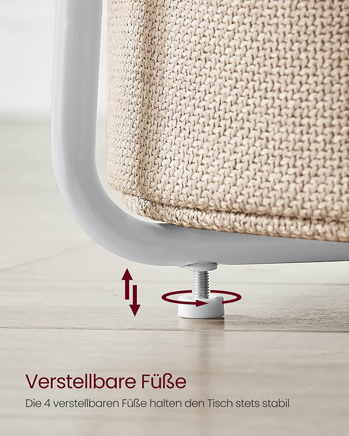 Vasagle Στρόγγυλο Βοηθητικό Τραπέζι με Υφασμάτινο Καλάθι Αποθήκευσης - White / Beige - LET223W10