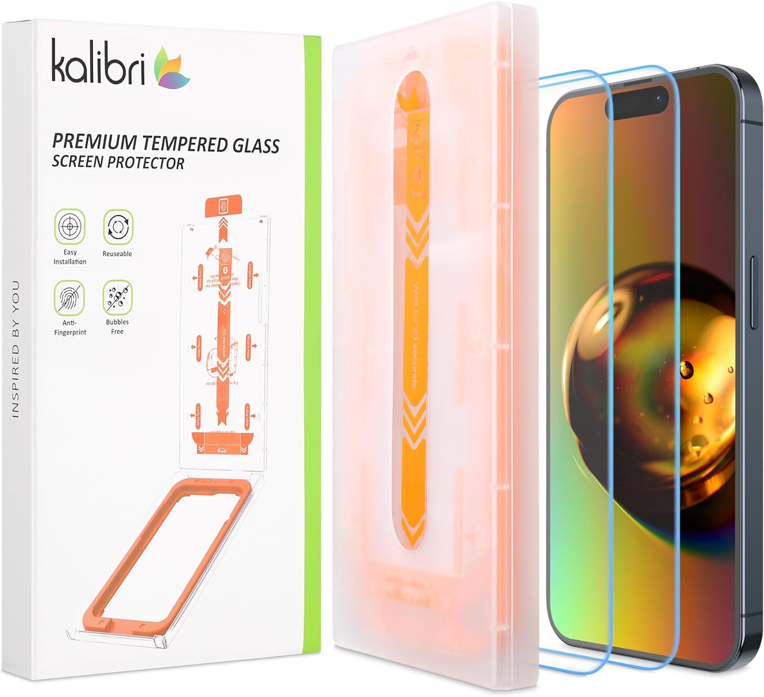 Kalibri iPhone 15 Pro Max - Full Screen Αντιχαρακτικό Γυαλί Οθόνης - 2 Τεμάχια - Διάφανα - 61970.1