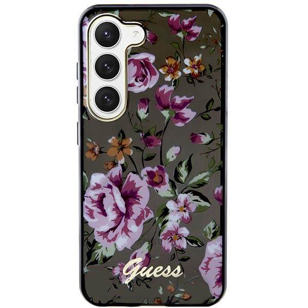 Guess Samsung Galaxy S23 Plus - Flower Collection Σκληρή Θήκη με Πλαίσιο Σιλικόνης - Black - GUHCS23MHCFWSK