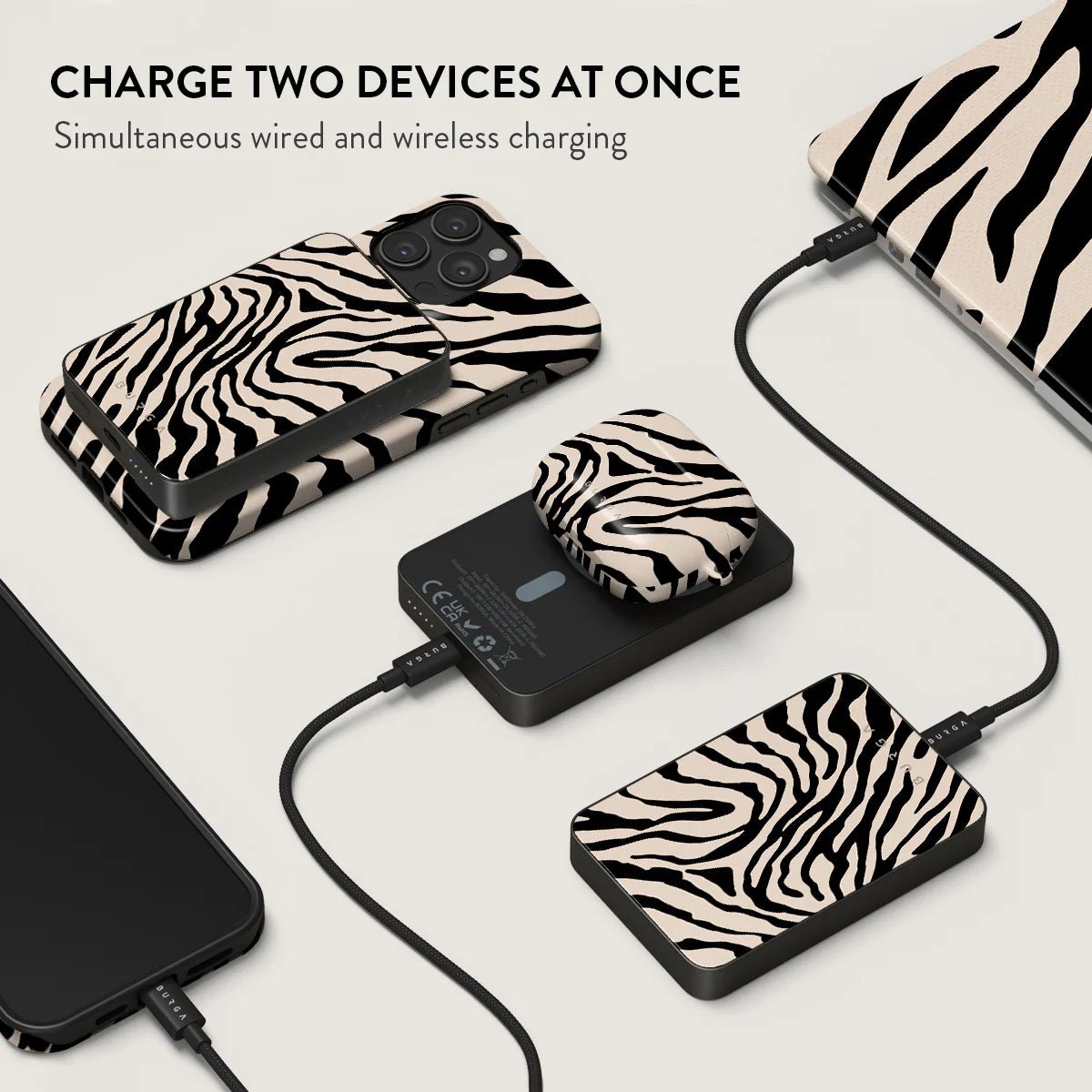 Burga Μαγνητικό Ασύρματο MagSafe PowerBank 5000mAh με Καλώδιο Type - C to Type - C - Gunmetal - Imperial