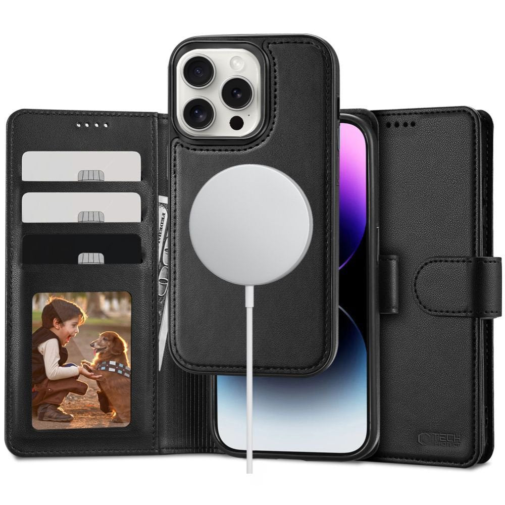 Tech - Protect iPhone 16 Pro Max Θήκη Πορτοφόλι Stand από Δερματίνη με Αποσπώμενη θήκη MagSafe - Black