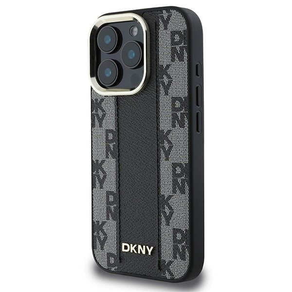 DKNY iPhone 16 Pro Max - Checkered Pattern - MagSafe Σκληρή Θήκη με Επένδυση Συνθετικού Δέρματος - Black