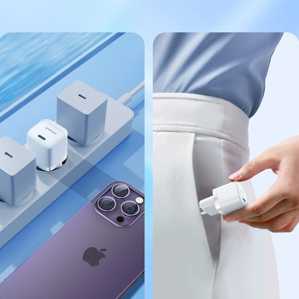 Joyroom Mini PD 20W Οικιακός Φορτιστής Γρήγορης Φόρτισης με Θύρα Type - C και Καλώδιο Type - C to Lightning - White - JR - TCF02